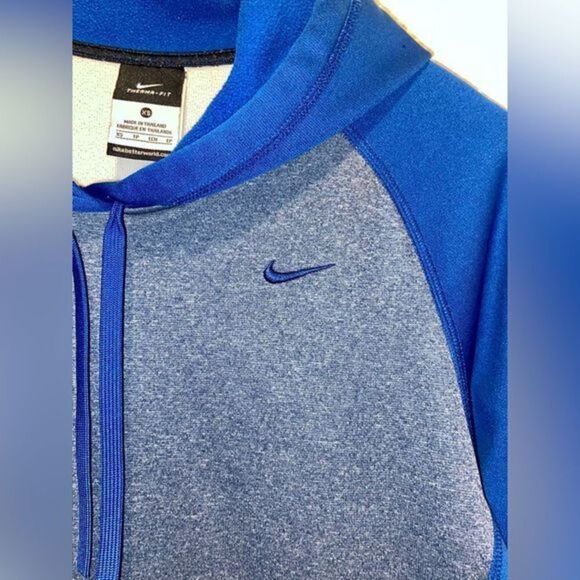 Women’s NIKE hooodie Therma-Fit gray and blue with waist drawstring size XS - Picture 3 of 11